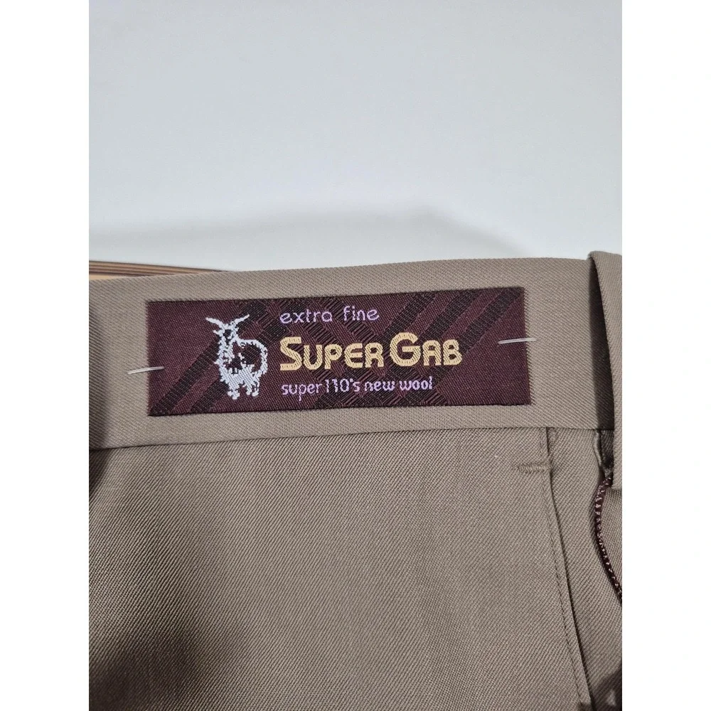 Cianni Cellini Dress Pants Mens 40x36 Tan SuperGab Wool Pleated Capri 1P NWT